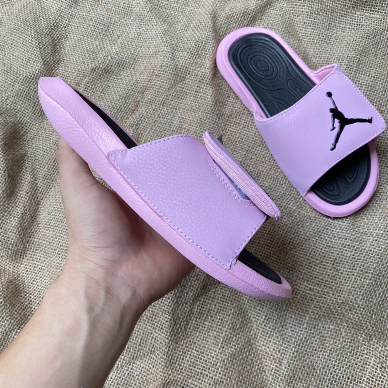 (tặng hộp) dép jordan quai ngang màu hồng đế đen dành cho nữ size 36-39