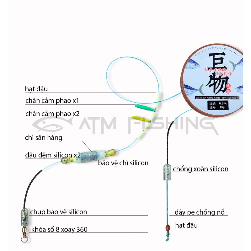 Dây Trục Săn Hàng Linnhue Buộc Sẵn, Tải Cá Siêu Khỏe Lên Đến 20kg, Phụ Kiện Cao Cấp