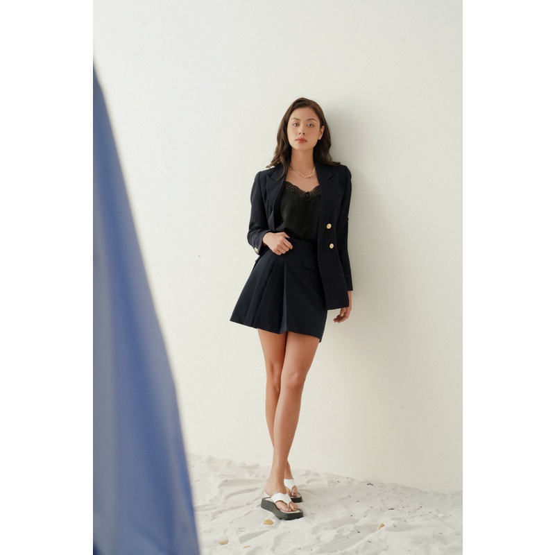 Áo Blazer nữ dài tay 2 lớp dáng oversize (Xanh Navy)_MONOTALK T40006TK