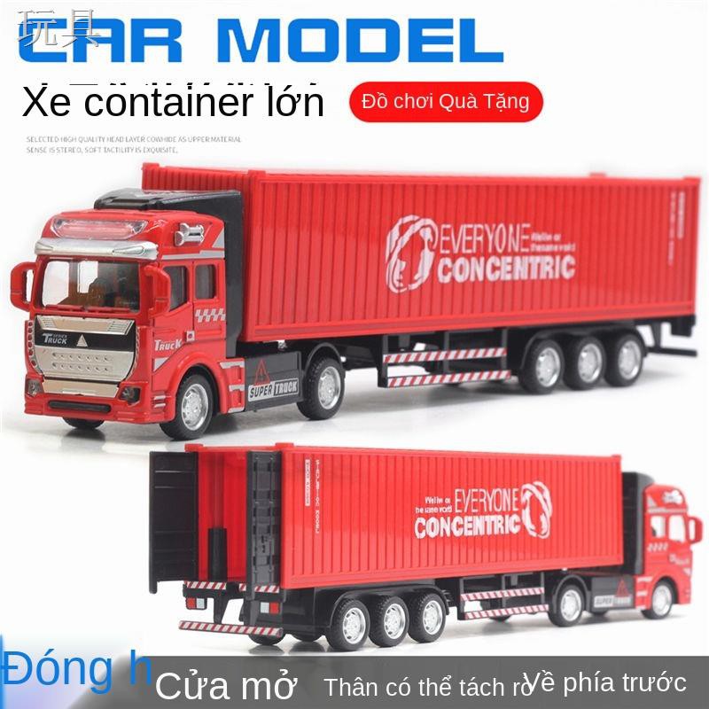 EHợp kim xe container sơ mi rơ moóc mô phỏng kỹ thuật phương tiện giao thông kéo lại cậu bé đồ chơi trẻ em