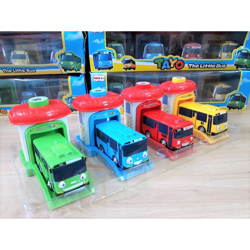 Xe buýt Tayo Bus garage Đồ chơi trẻ em Bộ sản phẩm gồm 1 nhà và 1 xe (unbox)