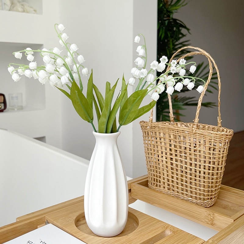Lọ hoa gốm phong cách đơn giản hiện đại dùng để bàn trang trí 13cm