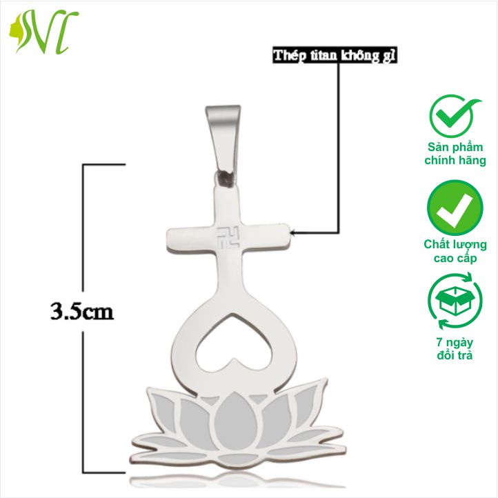 Mặt dây chuyền thiên tâm đạo titan Người Đẹp Vì Lụa đế hoa sen không đen xài nước tốt