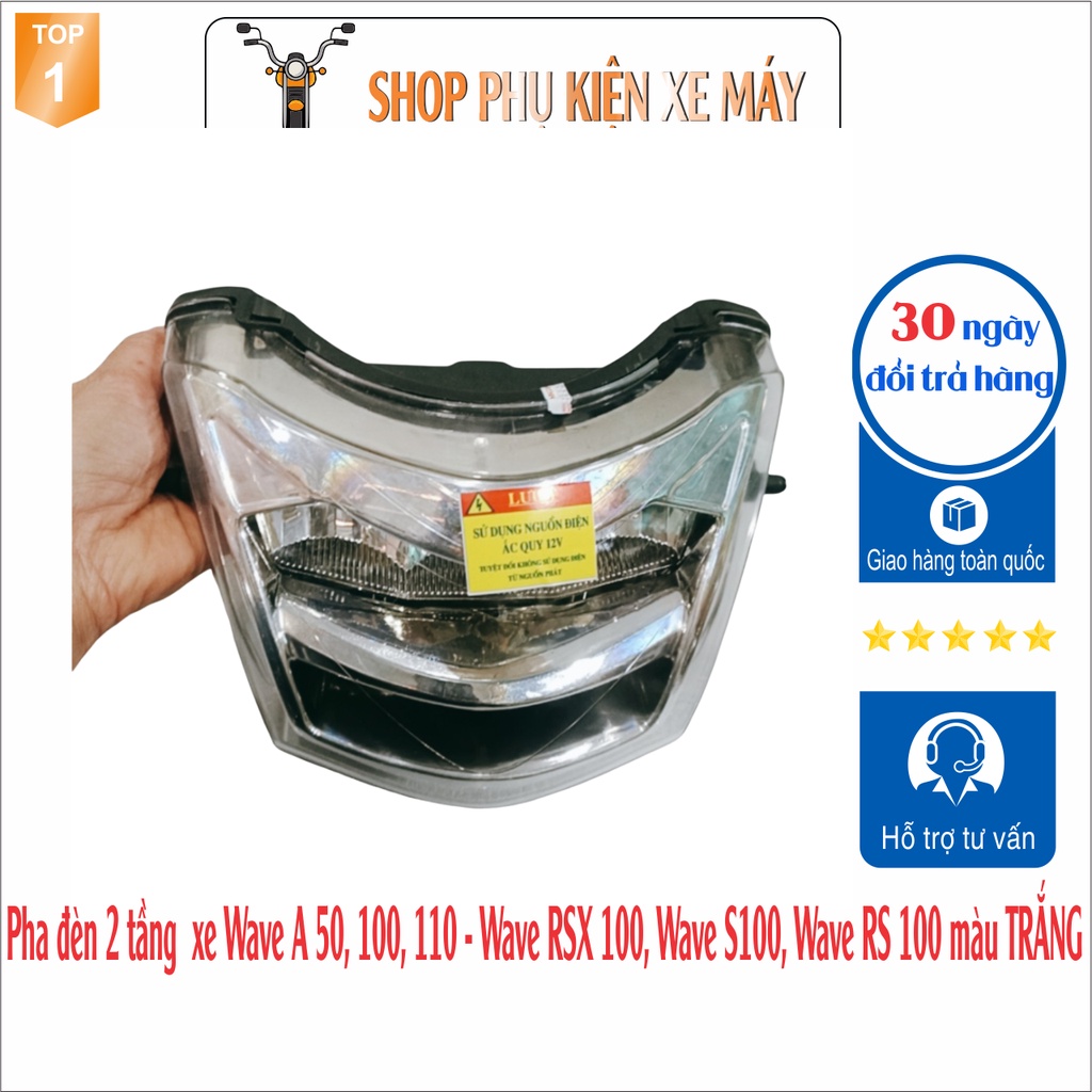 Pha đèn 2 TẦNG màu TRẮNG gắn xe Wave RSX 100-Wave S100- Wave RS 100 -và Wave A 50cc, 100cc, 110cc - SPA-8503