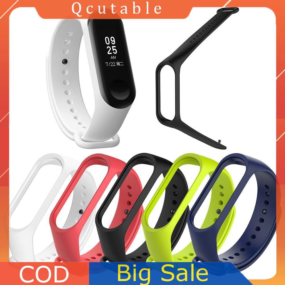 Dây Đeo Thay Thế Chất Liệu Silicon Màu Trơn Cho Xiaomi Miband 3 4