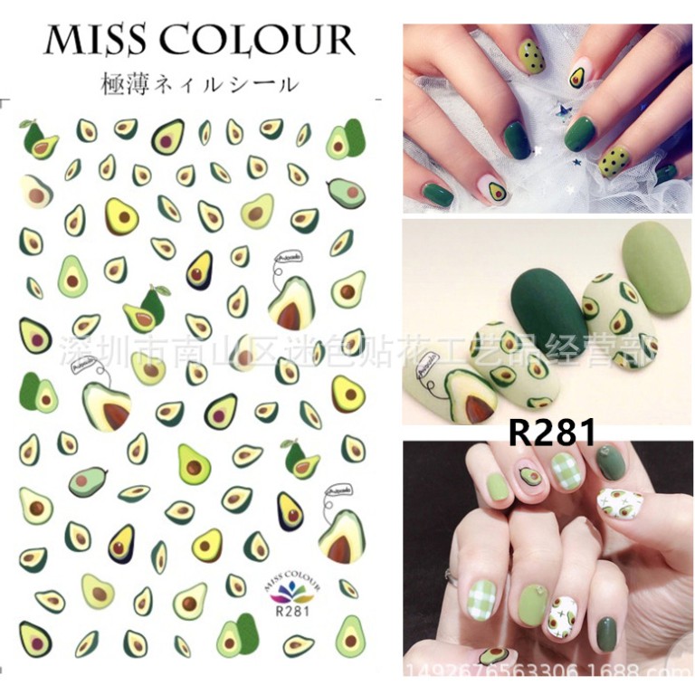 Sticker dâu tây, hoa lá, logo