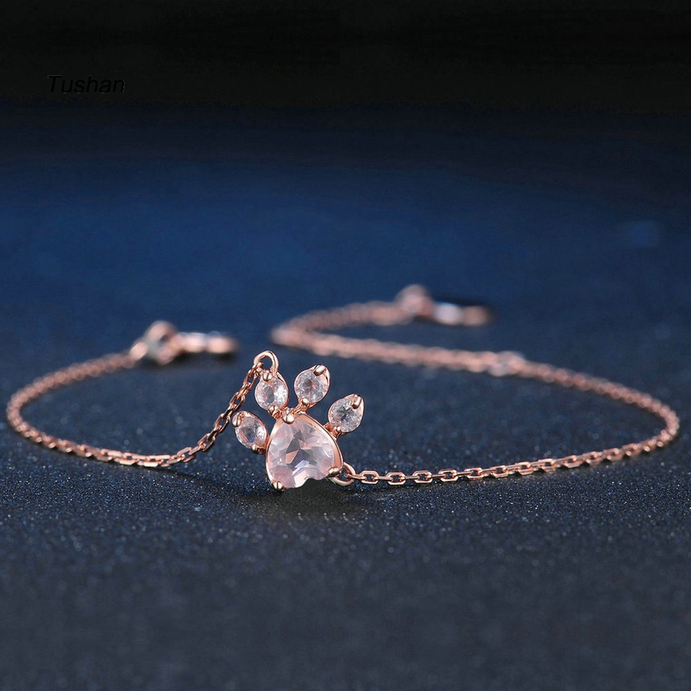 Vòng Tay Hình Dấu Chân Chó Mèo Đính Đá Thời Trang Cho Nữ