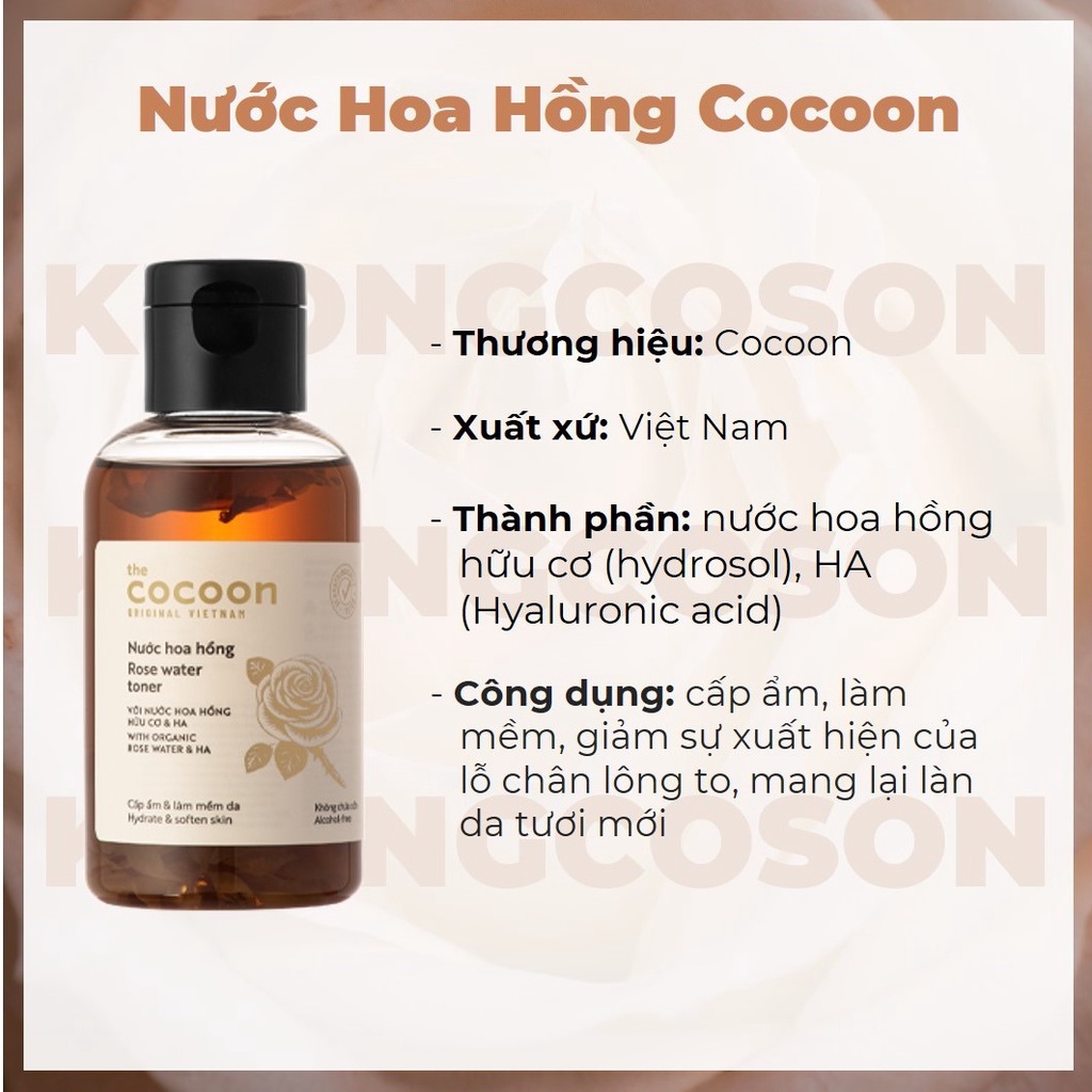 Toner Cocoon Nước Cân Bằng Hoa Hồng Cocoon With Organic Rose 140ml - Khongcoson