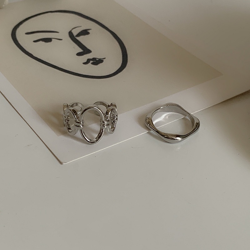 Nhẫn hợp kim dạng hở thiết kế hình học thời trang cho nữ