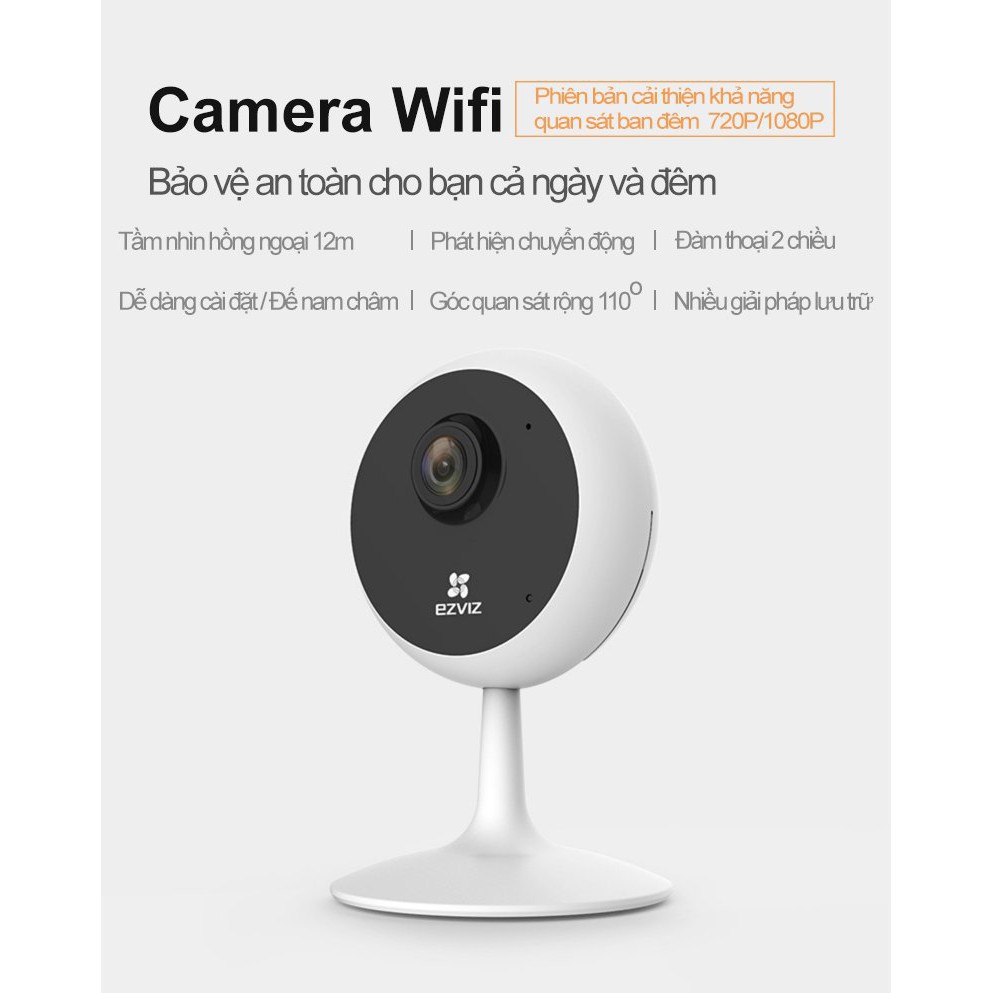 Camera WI-FI Trong nhà EZVIZ C1C-B 1080p, Đàm Thoại 2 Chiều, Công Nghệ Video H.265, Cảnh Báo Âm Thanh, Thiết Kế Nhỏ Gọn | BigBuy360 - bigbuy360.vn