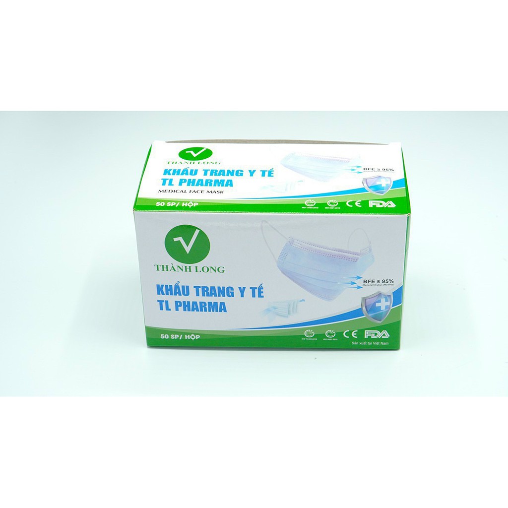 KHẨU TRANG Y TẾ KHÁNG KHUẨN 4D 𝐅𝐑𝐄𝐄 𝐒𝐇𝐈𝐏 THÀNH LONG PHARMA - HỘP 50C