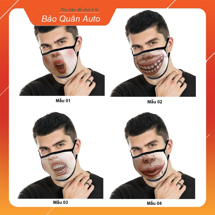 Khẩu trang 3D Trolls hình mặt cười vui nhộn cực độc 100% Cotton