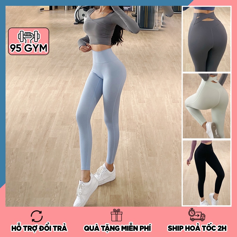 Quần tập gym yoga nữ QD41 dáng dài legging cạp cao nâng mông chất thun lạnh mềm mịn thoáng mát