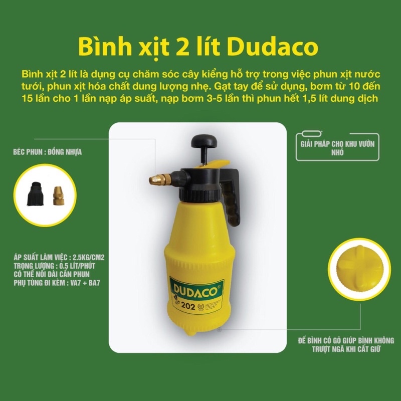 Bình Xịt phun sương tưới nước,tưới cây Dudaco 2L