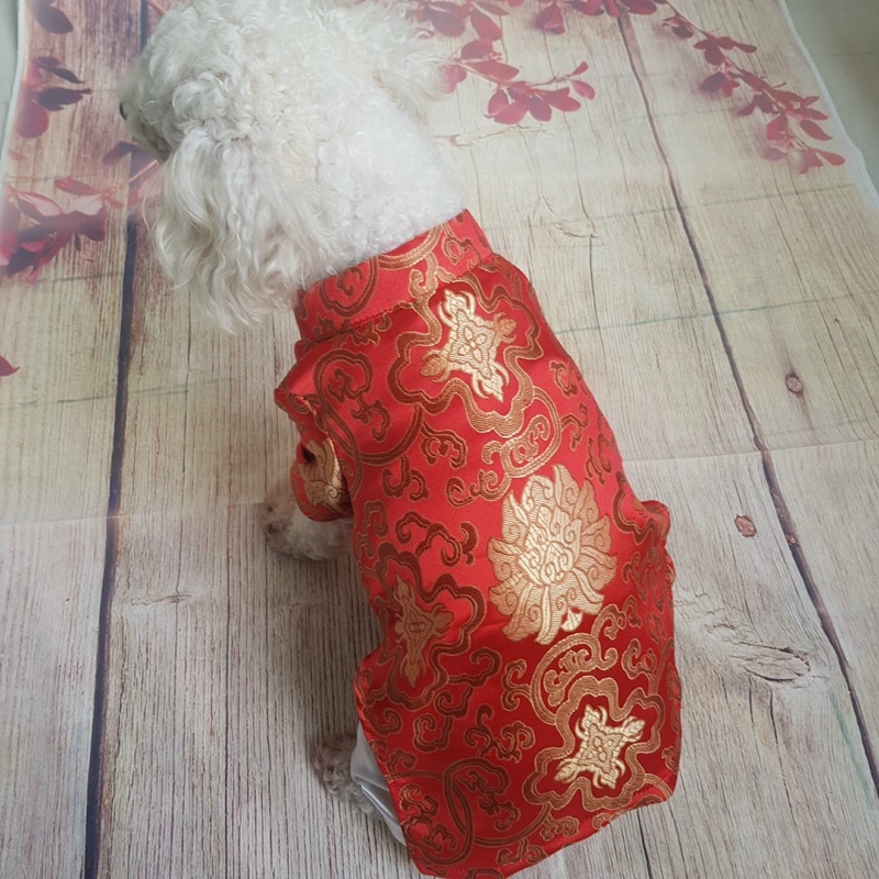 Áo Tết cho thú cưng - áo dài đỏ kèm quần mặc dịp lễ Tết đầu Xuân năm mới cho chó mèo