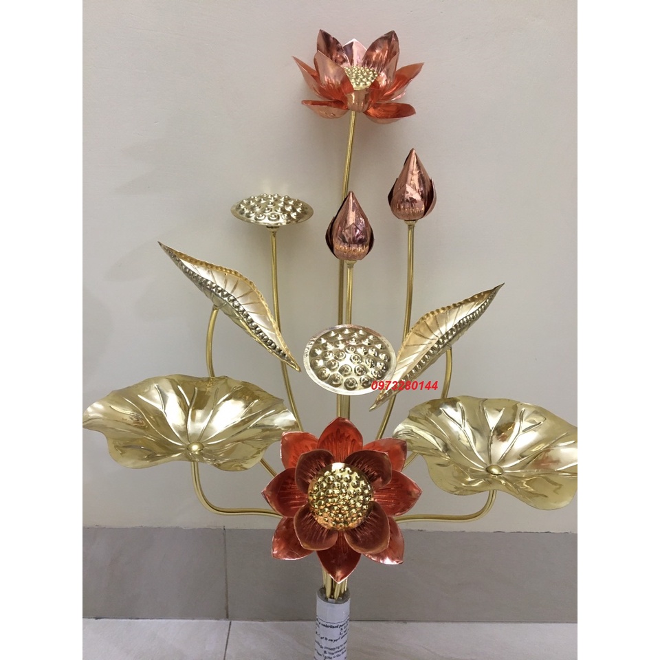 1 bó hoa sen đồng vàng pha đồng đỏ 10 cành