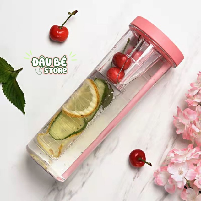 Bình Đựng Nước Nhựa 700Ml Dễ Thương - Bình Nước Nhựa Trong Suốt Kèm Ống Hút Cute Tiện Dụng - Daube - Pk006