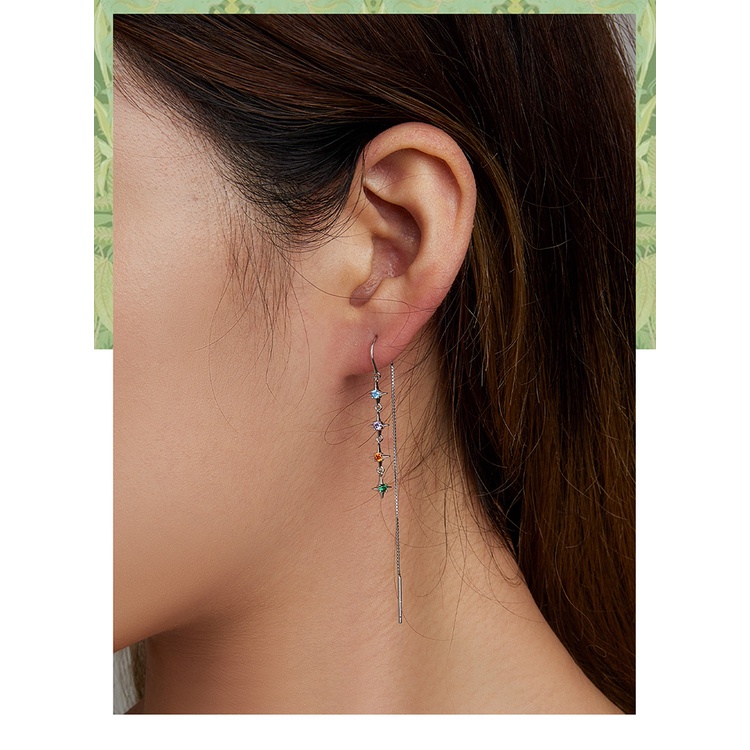 Đôi bông tai Bamoer bạc 925 đính đá zircon thời trang thanh lịch dành cho nữ