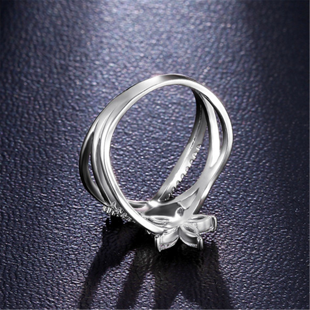 AIFEI💍 Silver 925 Original Creative Bracelet Korean Style Ring Rose Gold Plated Horse Eye Zircon Ring Finger Ring Accessories Jewellery fashion Cincin-S1