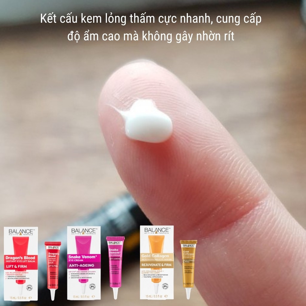 Kem Mắt Balance Nọc Rắn Máu Rồng Gold Collagen Chống Lão Hóa (15ml) | BigBuy360 - bigbuy360.vn