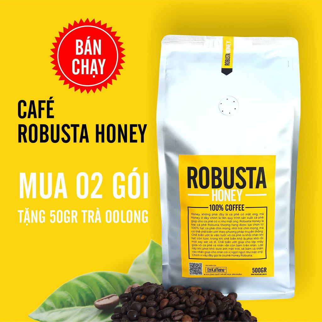 Cà phê rang nguyên chất Robusta Honey thượng hạng 1KG - The Kaffeine Coffee