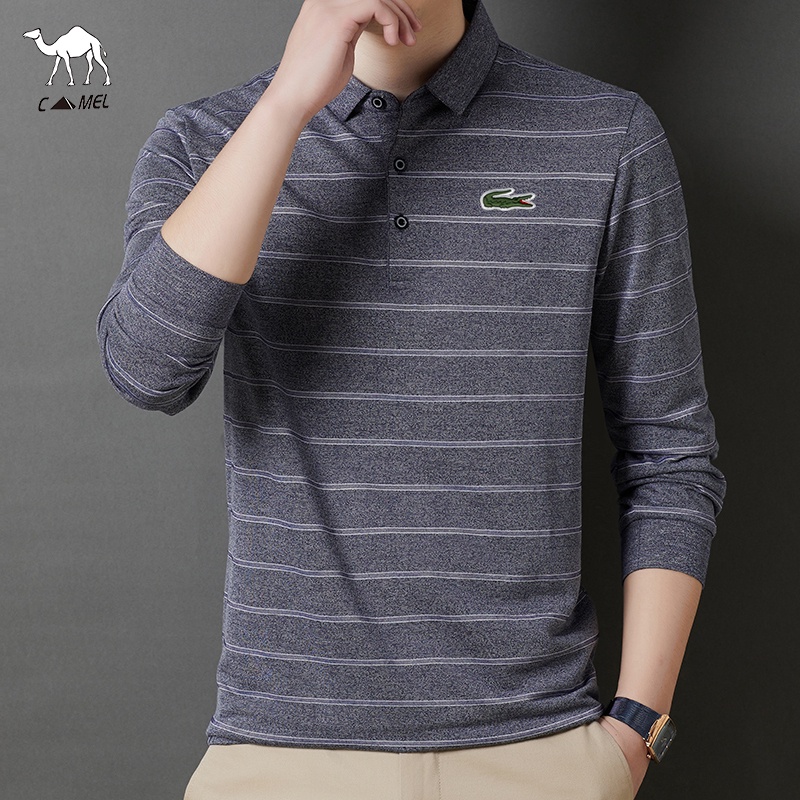 Áo polo Dài Tay Họa Tiết Kẻ Sọc Hàng Mới Chất Lượng Cao Cho Nam