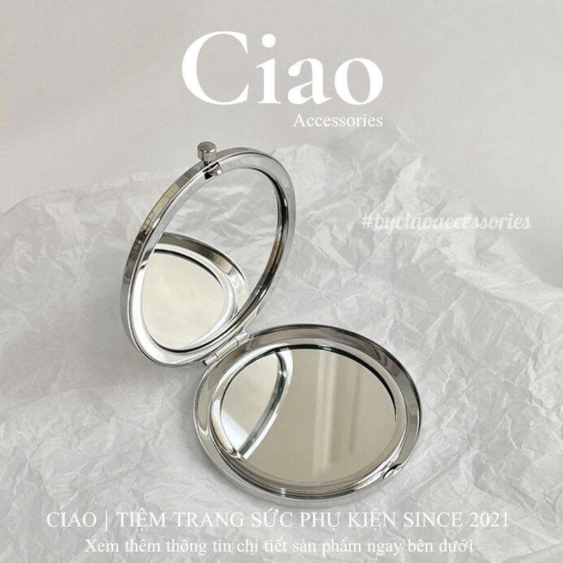 [HOẢ TỐC 1H] Gương cầm tay bản vuông/ tròn 2 mặt đơn giản tinh tế Ciao accessories