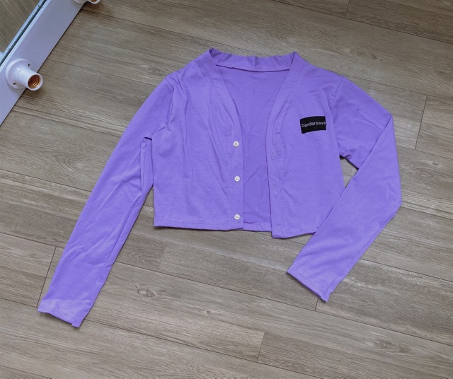 [xả hàng ]áo croptop đắp vải thêu chữ tay dài