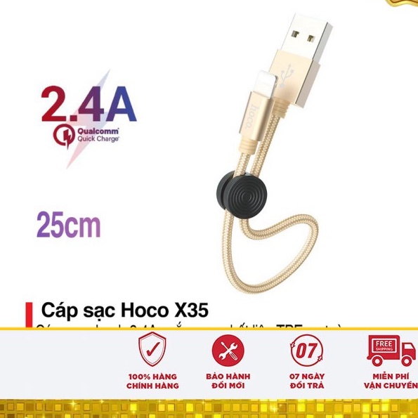 🌟 🌟 Cáp sạc nhanh và truyền dữ liệu Hoco X35 25 cm,dây ngắn ,2.4A ip,tablet táo/micro/type c Baseus ngắn 7cm
