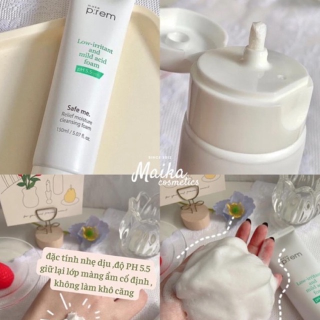 SỮA RỬA MẶT MAKE PREM SAFR ME RELIEF MOISTURE CLEANSING FOAM