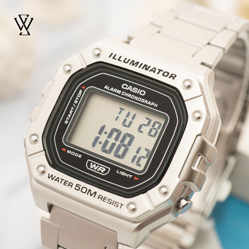 Đồng Hồ Điện Tử/Quartz Nam Casio WATCHSTORE W-218HD-1AVDF Thiết Kế Kính Nhựa 43mm, Độ Chịu Nước 5ATM, Vỏ Nhựa Cao Cấp