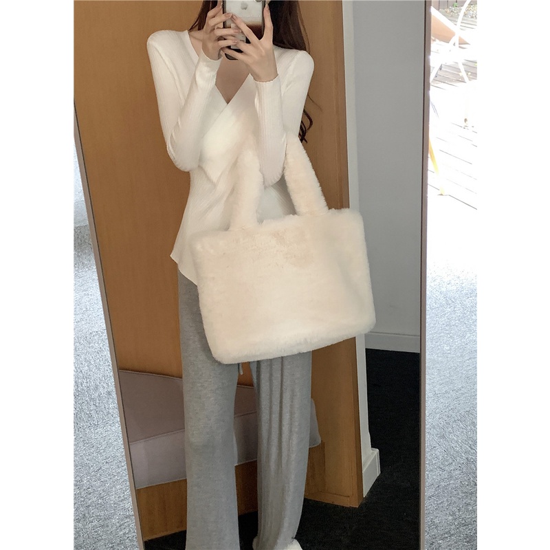 Áo sweater Cổ Chữ V Dáng Ôm Mềm Mại Quyến Rũ Cho Nữ