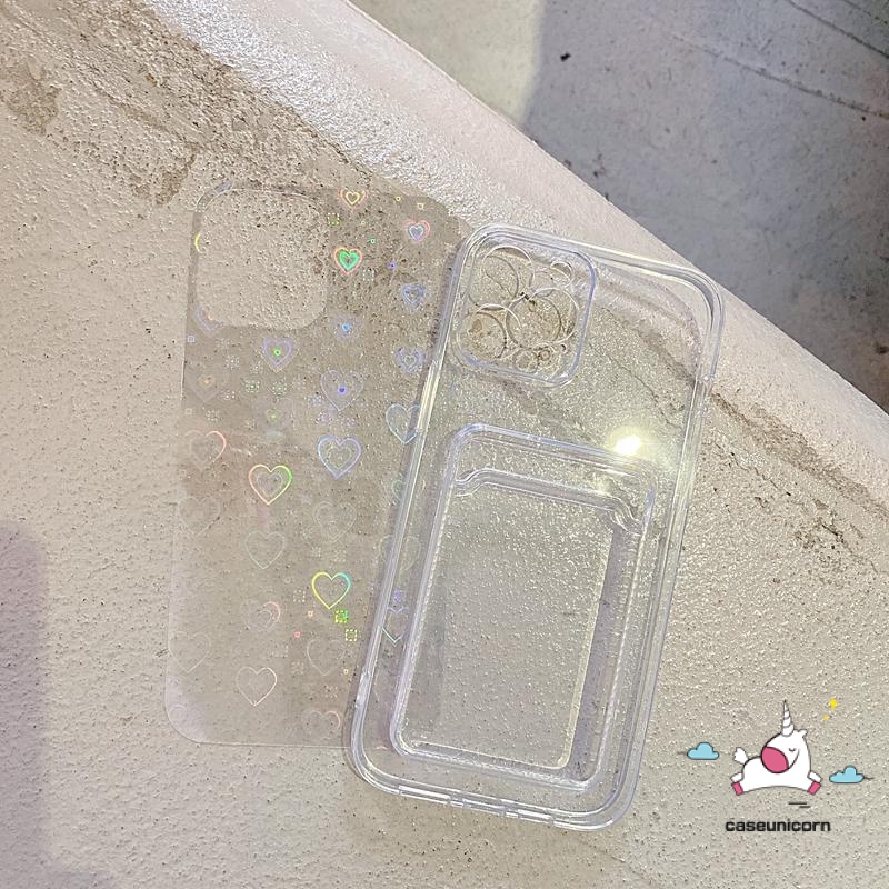 Ốp điện thoại màu laser kèm ngăn đựng thẻ thích hợp cho iPhone 7plus 13 11 12 pro max 6 6s 7 8 plus x xr xs max se