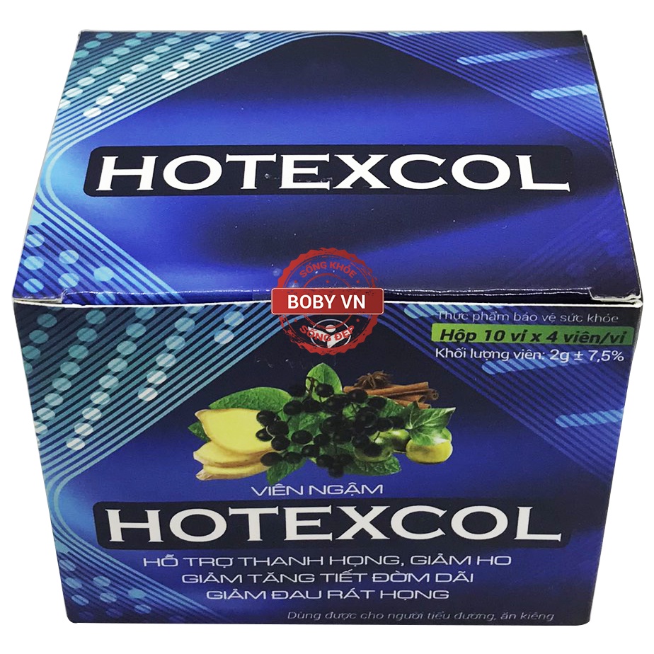 Viên Ngậm HOTEXCOL Hỗ trợ thanh họng, giảm ho - 4 viên/vỉ - Boby