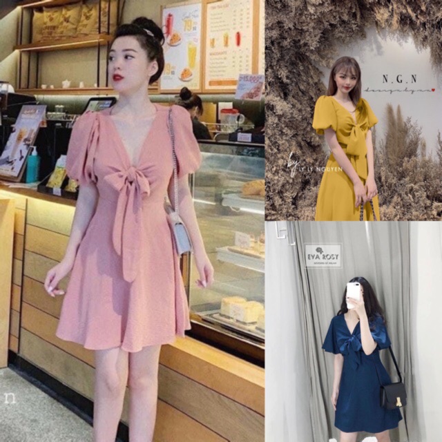 VÁY XÒE THẮT NƠ NGỰC SANG TRỌNG DK30