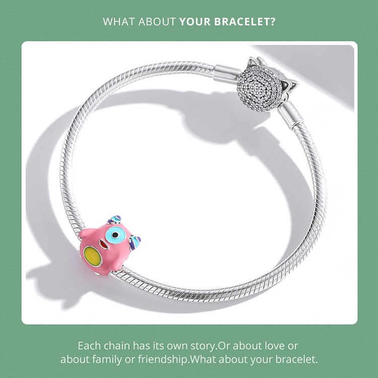 Charm BAMOER SCC2057 bạc 925 hình quái vật một mắt thích hợp cho vòng tay thủ công