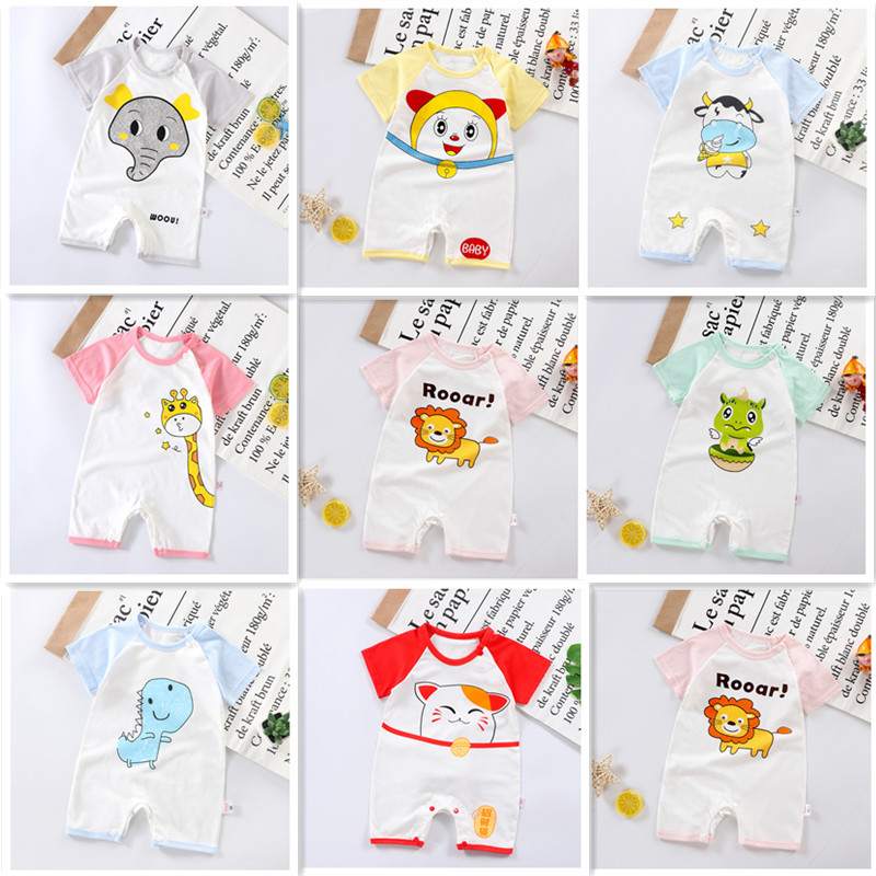 Áo liền quần tay ngắn in hình hoạt hình đáng yêu cho bé