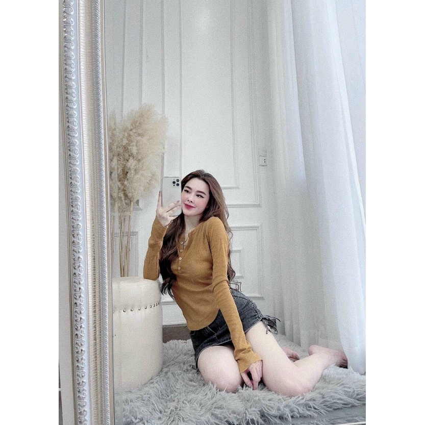 Áo len dài tay túi ngưc vạt bầu trẻ trung, cá tính | BigBuy360 - bigbuy360.vn