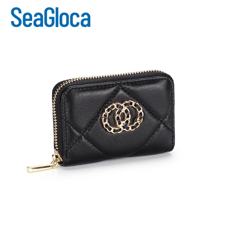 Ví da cừu SeaGloca cỡ nhỏ đựng thẻ phong cách thời trang dành cho nữ