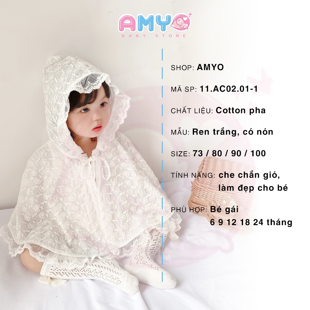 Áo khoác bé gái áo choàng poncho có thể mặc kèm váy công chúa dễ thương AMYO 11.AC02.01-1