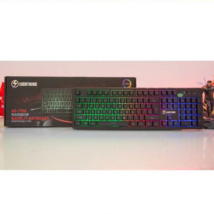 BÀN PHÍM GIẢ CƠ LIGHTNING AD 7700 LED RGB Rainbow
