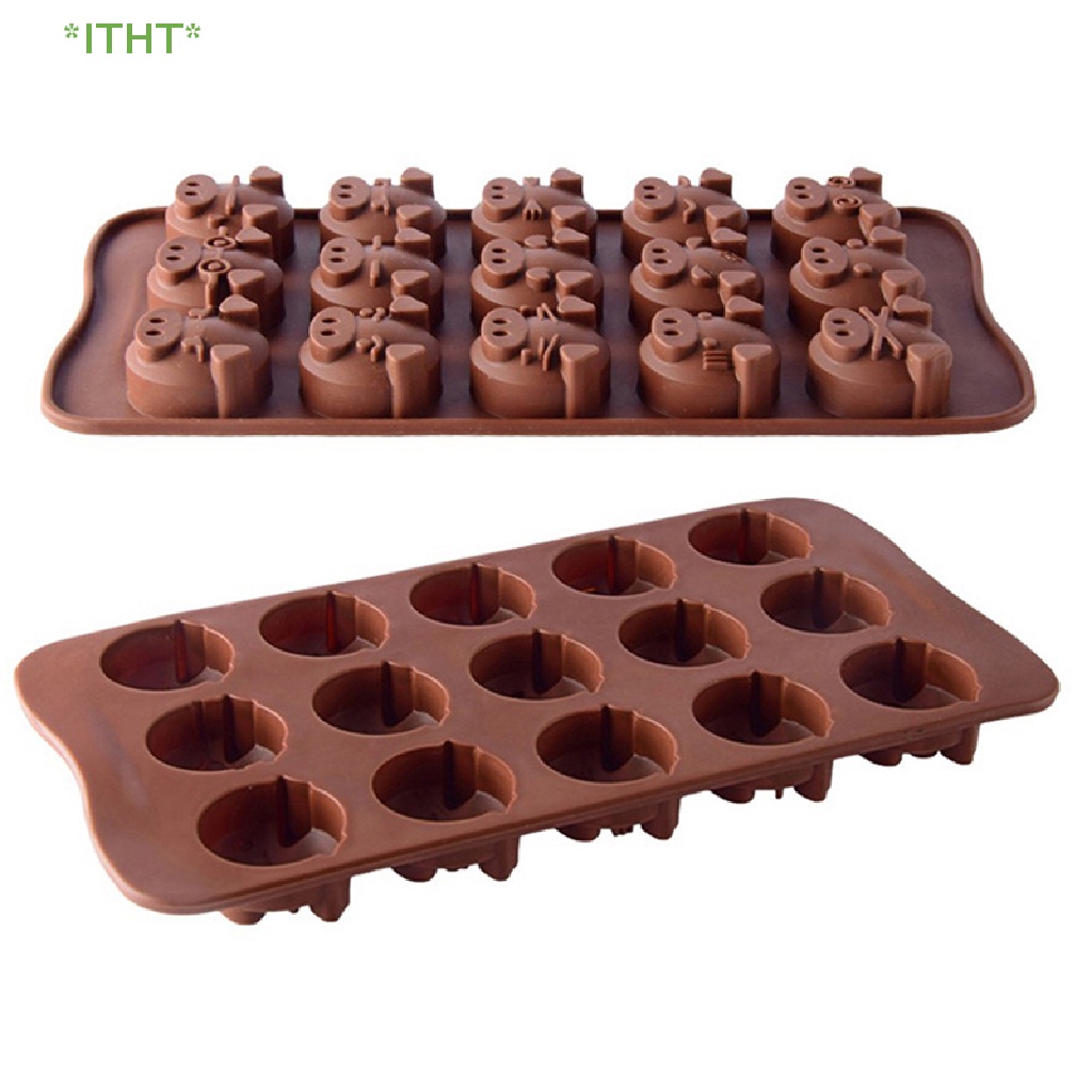 Khuôn Làm Bánh Quy / Xà Phòng / Sô Cô La 15 Lỗ Hình Chú Heo Ngộ Nghĩnh Mới