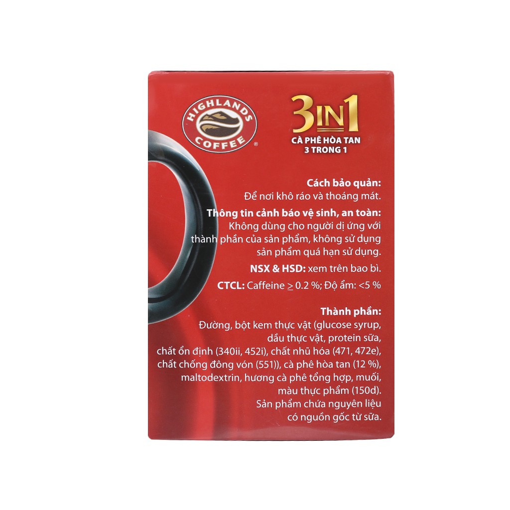 Cà phê sữa Highlands 3 in 1 Hộp 20 gói