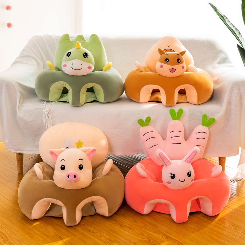 Ghế tập ngồi ăn dặm hình thú nhồi bông cho bé - vải mềm mịn an toàn cho trẻ - size 30x50cm