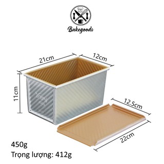 KHUÔN BÁNH MỲ GỐI chống dính màu vàng cao cấp kèm nắp 450g - Hàng chính hãng YAN