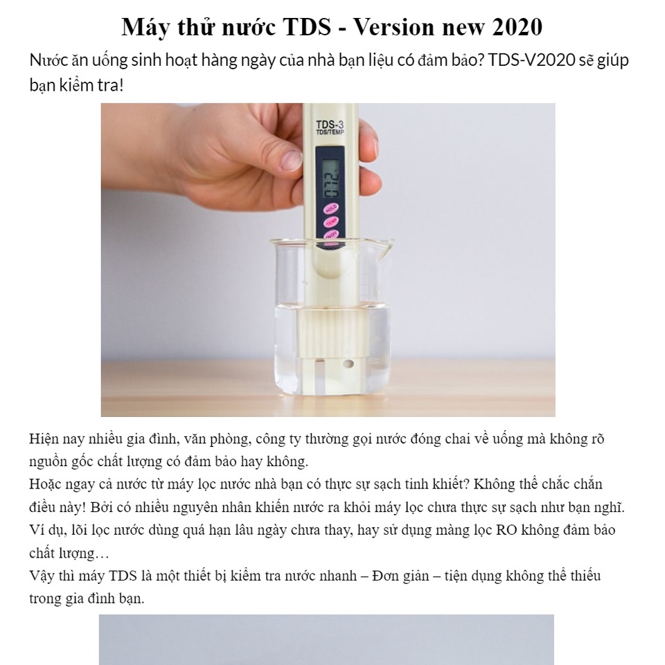 Bút thử nước, Bút kiểm tra độ tinh khiết của nước TDS-EC 2022 - Kiểm tra nguồn nước Công nghệ Nhật Bản