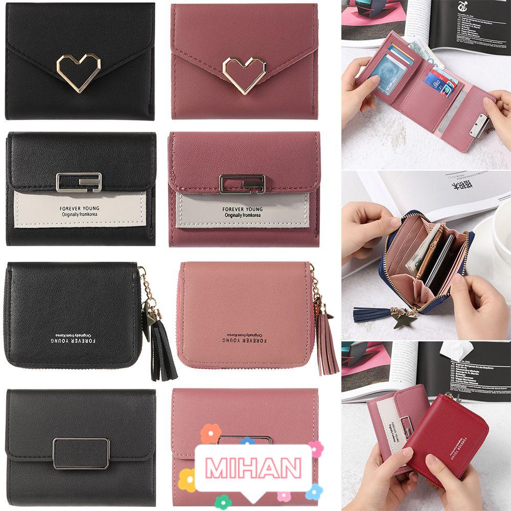 Ví Da PU Ngắn Cỡ Nhỏ Có Khóa Kéo Đính Đinh Tán 4 Kiểu Dễ Thương Thời Trang Cho Nữ MIHAN1