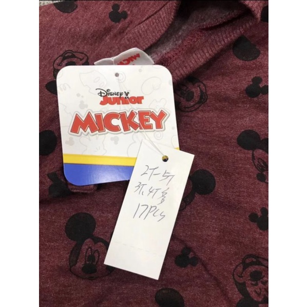 Bộ nỉ bông mỏng nhẹ Disney Mickey đỏ mận cho bé trai bé gái