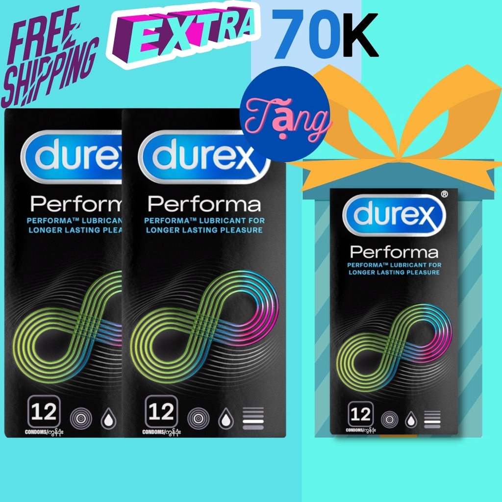 [ Có video ảnh thật ] Bộ 2 hộp bao cao su Performa tăng thời gian 12 chiếc tặng 1 hộp cùng loại bcs durex