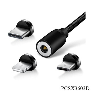 Cáp sạc nam châm 3 đầu Android type c và iPhone 360 độ